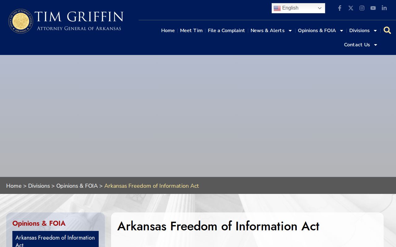 Lee County booking record access through the Arkansas Attorney General FOIA resource