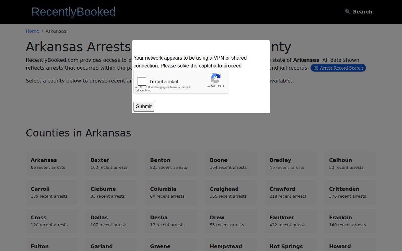 Lee County arrest news RecentlyBooked Arkansas directory omission