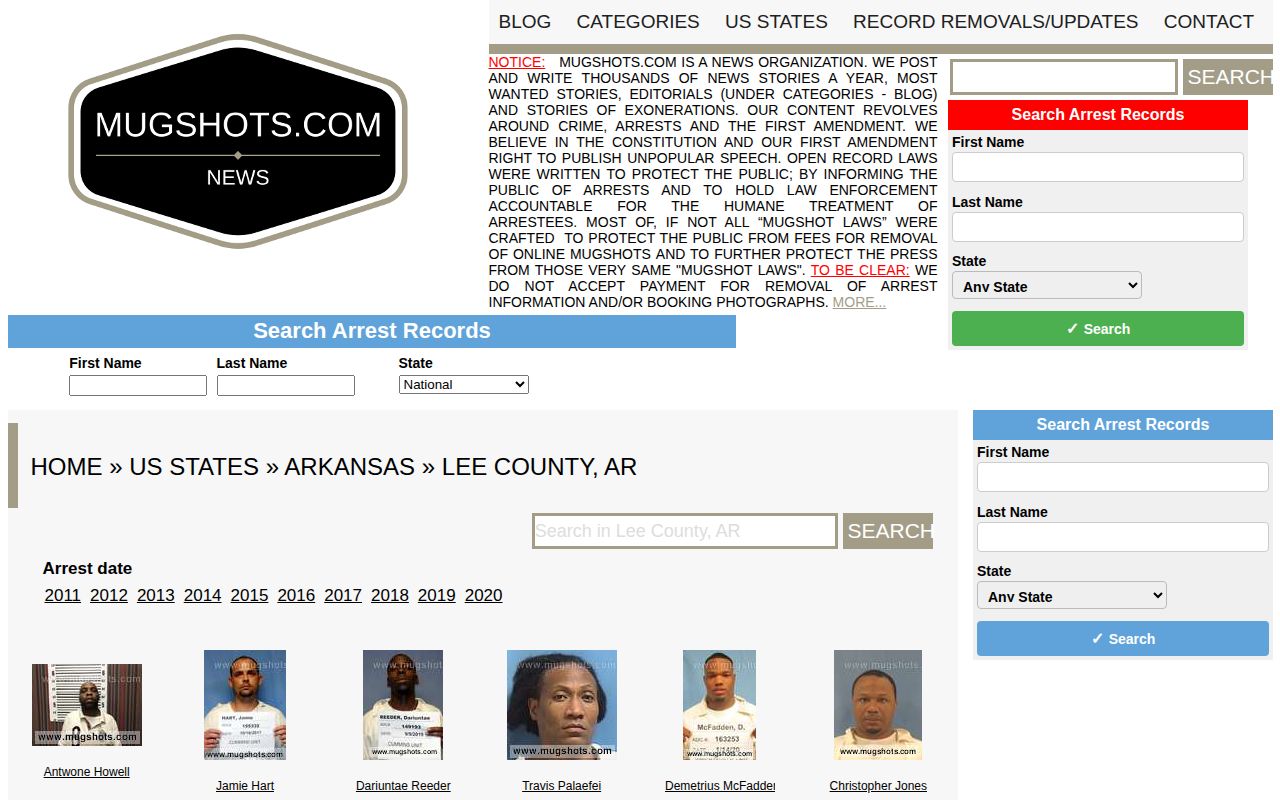 Lee County arrest news unofficial historical mugshot archive